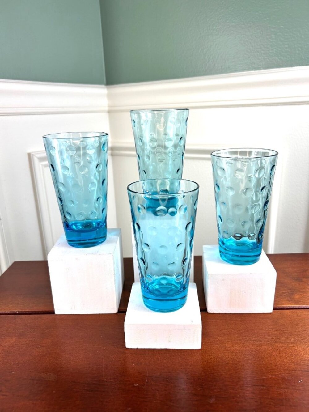 Hazel Atlas Capri Dot Glass Tumblers.
